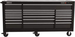 Proto - 48,115 Lb Capacity, 22 Drawer Mobile Power Workstation - 88-1/4" Wide x 27" Deep x 46-3/8" High, Steel, Dual Black - USA Tool & Supply