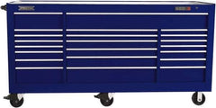 Proto - 48,115 Lb Capacity, 22 Drawer Mobile Workstation - 88-1/4" Wide x 27" Deep x 46-3/8" High, Steel, Blue - USA Tool & Supply