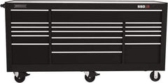Proto - 48,654 Lb Capacity, 20 Drawer Mobile Workstation - 88-1/4" Wide x 27" Deep x 46-3/8" High, Steel, Black - USA Tool & Supply