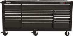 Proto - 48,654 Lb Capacity, 18 Drawer Mobile Workstation - 88-1/4" Wide x 27" Deep x 46-3/8" High, Steel, Dual Black - USA Tool & Supply