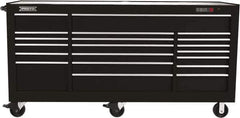 Proto - 48,654 Lb Capacity, 18 Drawer Mobile Workstation - 88-1/4" Wide x 27" Deep x 46-3/8" High, Steel, Black - USA Tool & Supply