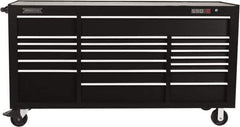 Proto - 39,577 Lb Capacity, 20 Drawer Mobile Workstation - 78-7/8" Wide x 25-1/4" Deep x 43-1/4" High, Steel, Black - USA Tool & Supply