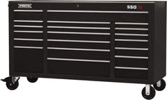 Proto - 30,519 Lb Capacity, 20 Drawer Mobile Workstation - 67" Wide x 25-1/4" Deep x 41" High, Steel, Black - USA Tool & Supply