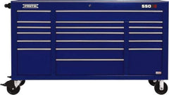 Proto - 30,144 Lb Capacity, 18 Drawer Mobile Power Workstation - 67" Wide x 25-1/4" Deep x 41" High, Steel, Blue - USA Tool & Supply