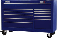 Proto - 35,917 Lb Capacity, 11 Drawer Mobile Workstation - 66" Wide x 27" Deep x 46" High, Steel, Blue - USA Tool & Supply