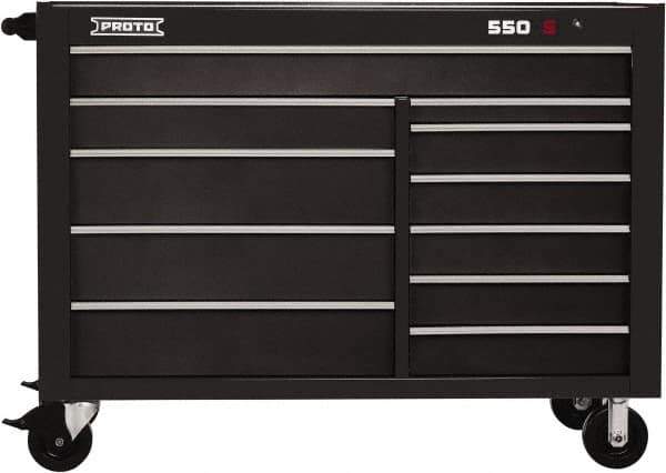 Proto - 26,541 Lb Capacity, 11 Drawer Mobile Workstation - 57" Wide x 25-1/4" Deep x 43" High, Steel, Dual Black - USA Tool & Supply