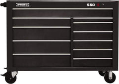 Proto - 26,541 Lb Capacity, 11 Drawer Mobile Workstation - 57" Wide x 25-1/4" Deep x 43" High, Steel, Dual Black - USA Tool & Supply