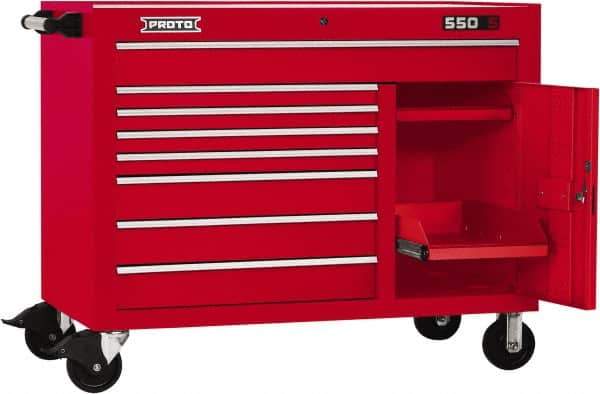 Proto - 18,920 Lb Capacity, 8 Drawer Mobile Workstation - 50" Wide x 25-1/4" Deep x 41" High, Steel, Red - USA Tool & Supply
