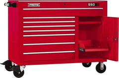 Proto - 18,920 Lb Capacity, 8 Drawer Mobile Workstation - 50" Wide x 25-1/4" Deep x 41" High, Steel, Red - USA Tool & Supply