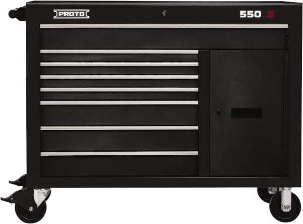 Proto - 18,920 Lb Capacity, 8 Drawer Mobile Workstation - 50" Wide x 25-1/4" Deep x 41" High, Steel, Dual Black - USA Tool & Supply