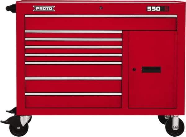 Proto - 18,920 Lb Capacity, 8 Drawer Mobile Workstation - 50" Wide x 25-1/4" Deep x 41" High, Steel, Red - USA Tool & Supply