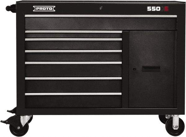 Proto - 18,109 Lb Capacity, 7 Drawer Mobile Workstation - 50" Wide x 25-1/4" Deep x 41" High, Steel, Dual Black - USA Tool & Supply