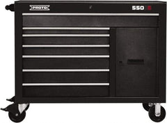 Proto - 18,109 Lb Capacity, 7 Drawer Mobile Workstation - 50" Wide x 25-1/4" Deep x 41" High, Steel, Dual Black - USA Tool & Supply