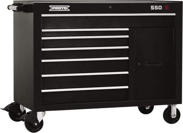 Proto - 18,109 Lb Capacity, 7 Drawer Mobile Workstation - 50" Wide x 25-1/4" Deep x 41" High, Steel, Black - USA Tool & Supply