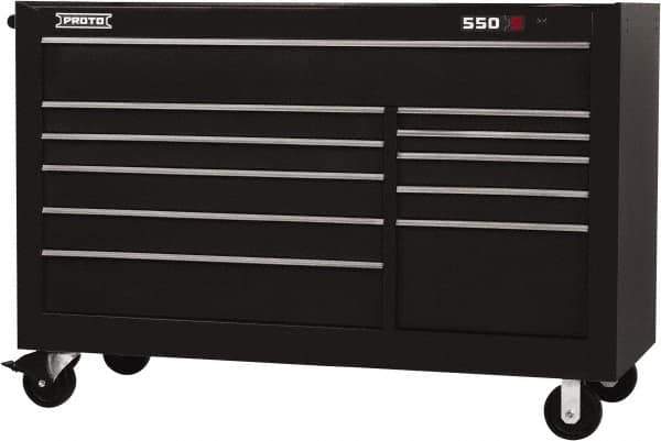 Proto - 35,917 Lb Capacity, 11 Drawer Mobile Workstation - 66" Wide x 27" Deep x 46" High, Steel, Black - USA Tool & Supply