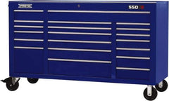 Proto - 30,519 Lb Capacity, 20 Drawer Mobile Workstation - 67" Wide x 25-1/4" Deep x 41" High, Steel, Blue - USA Tool & Supply