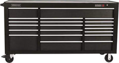 Proto - 39,577 Lb Capacity, 20 Drawer Mobile Workstation - 78-7/8" Wide x 25-1/4" Deep x 43-1/4" High, Steel, Dual Black - USA Tool & Supply