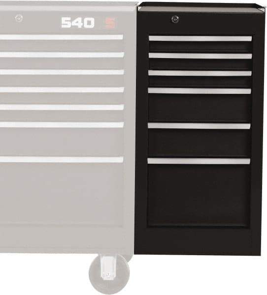 Proto - 6 Drawer Black Side Cabinet - 15" Wide x 29" High x 18" Deep, Use with Vinyl Top, Drawer Liners - USA Tool & Supply