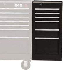 Proto - 6 Drawer Black Side Cabinet - 15" Wide x 29" High x 18" Deep, Use with Vinyl Top, Drawer Liners - USA Tool & Supply