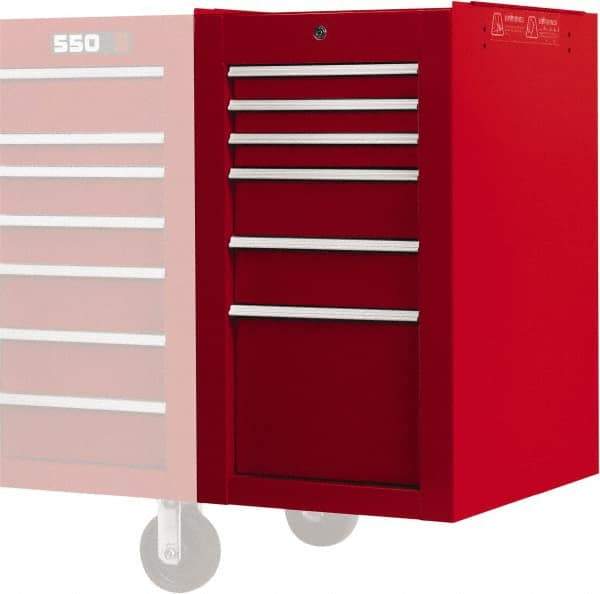 Proto - 6 Drawer Red Side Cabinet - 19" Wide x 34" High x 25" Deep, Use with Proto Roller Cabinet - USA Tool & Supply