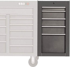 Proto - 5 Drawer Gray Side Cabinet - 19" Wide x 34" High x 25" Deep, Use with Proto Roller Cabinet - USA Tool & Supply