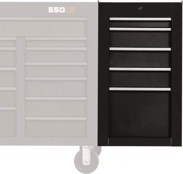 Proto - 5 Drawer Black Side Cabinet - 19" Wide x 34" High x 25" Deep, Use with Proto Roller Cabinet - USA Tool & Supply