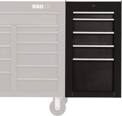 Proto - 5 Drawer Black Side Cabinet - 19" Wide x 34" High x 25" Deep, Use with Proto Roller Cabinet - USA Tool & Supply