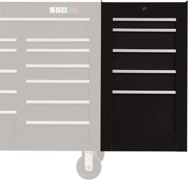 Proto - 5 Drawer Black Side Cabinet - 19" Wide x 34" High x 25" Deep, Use with Proto Roller Cabinet - USA Tool & Supply
