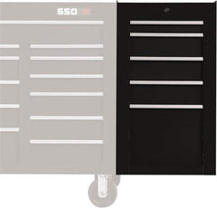 Proto - 5 Drawer Black Side Cabinet - 19" Wide x 34" High x 25" Deep, Use with Proto Roller Cabinet - USA Tool & Supply