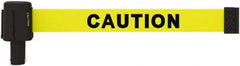 Banner Stakes - 6.61" High x 15' Long x 2-1/2" Wide Retractable Barrier Belt - Matte Finish, Yellow, Use with Banner Stakes Plus Stanchion, Banner Stakes Plus Base - USA Tool & Supply