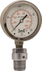 Winters - 2-1/2" Dial, 1/4 Thread, 0-2,000 Scale Range, Pressure Gauge - Bottom Connection Mount, Accurate to 1.5% of Scale - USA Tool & Supply