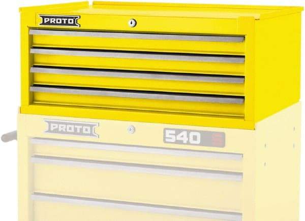 Proto - 4 Drawer Intermediate Tool Chest - 26-1/4" Wide x 18" Deep x 10" High, Steel, Yellow - USA Tool & Supply