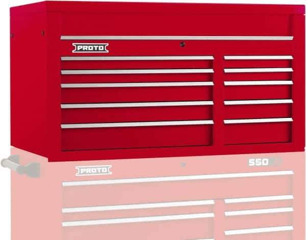 Proto - 10 Drawer Top Tool Chest - 50" Wide x 25-1/4" Deep x 27" High, Steel, Red - USA Tool & Supply