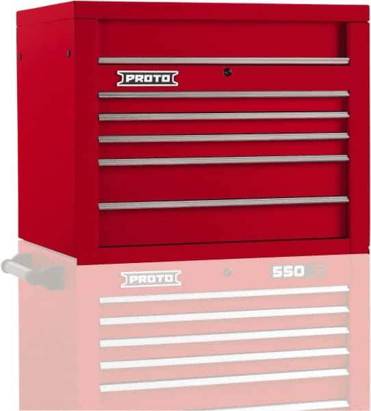 Proto - 5 Drawer Top Tool Chest - 34" Wide x 25-1/4" Deep x 27" High, Steel, Red - USA Tool & Supply