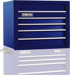 Proto - 4 Drawer Top Tool Chest - 34" Wide x 25-1/4" Deep x 27" High, Steel, Blue - USA Tool & Supply