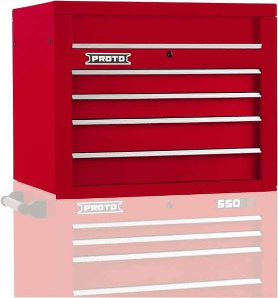 Proto - 4 Drawer Top Tool Chest - 34" Wide x 25-1/4" Deep x 27" High, Steel, Red - USA Tool & Supply