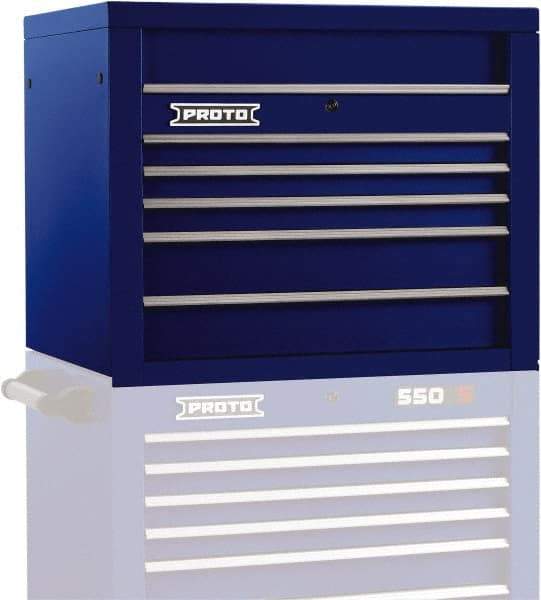 Proto - 5 Drawer Top Tool Chest - 34" Wide x 25-1/4" Deep x 27" High, Steel, Blue - USA Tool & Supply