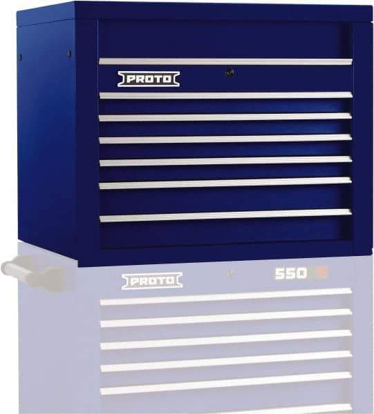 Proto - 6 Drawer Top Tool Chest - 34" Wide x 25-1/4" Deep x 27" High, Steel, Blue - USA Tool & Supply