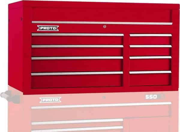 Proto - 8 Drawer Top Tool Chest - 50" Wide x 25-1/4" Deep x 27" High, Steel, Red - USA Tool & Supply