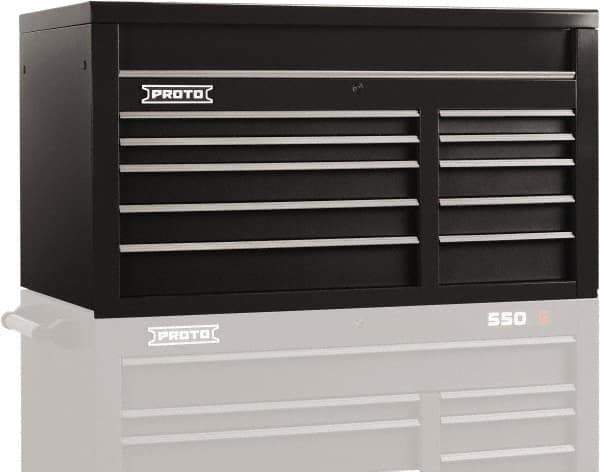 Proto - 10 Drawer Top Tool Chest - 50" Wide x 25-1/4" Deep x 27" High, Steel, Black - USA Tool & Supply