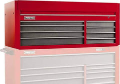 Proto - 8 Drawer Top Tool Chest - 66" Wide x 27" Deep x 27" High, Steel, Safety Red/Gray - USA Tool & Supply