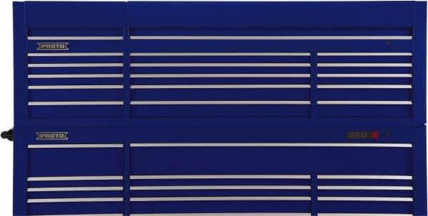 Proto - 15 Drawer Top Tool Chest - 88-1/4" Wide x 27" Deep x 27-1/4" High, Steel, Blue - USA Tool & Supply