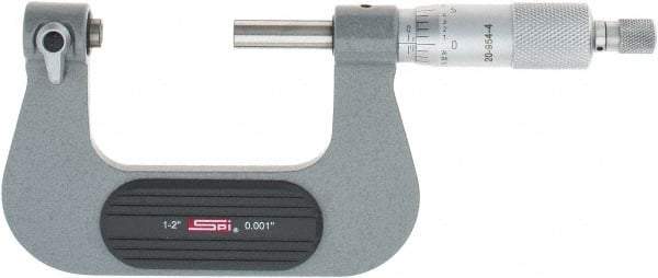 SPI - 1 to 2" Range, Mechanical Screw Thread Micrometer - Ratchet Stop Thimble, 0.001" Graduation, +/-0.0002" Accuracy - USA Tool & Supply