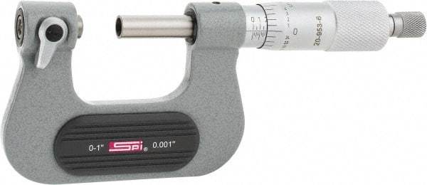 SPI - 0 to 1" Range, Mechanical Screw Thread Micrometer - Ratchet Stop Thimble, 0.001" Graduation, +/- 0.0002" Accuracy - USA Tool & Supply