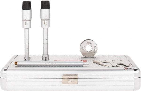 SPI - 2 Piece, 1/2 to 0.8", Chrome Plated Coated, Mechanical Inside Micrometer Set - 0.0002" Graduation, 6" Extension Rod Length, (1) Setting Ring Included - USA Tool & Supply