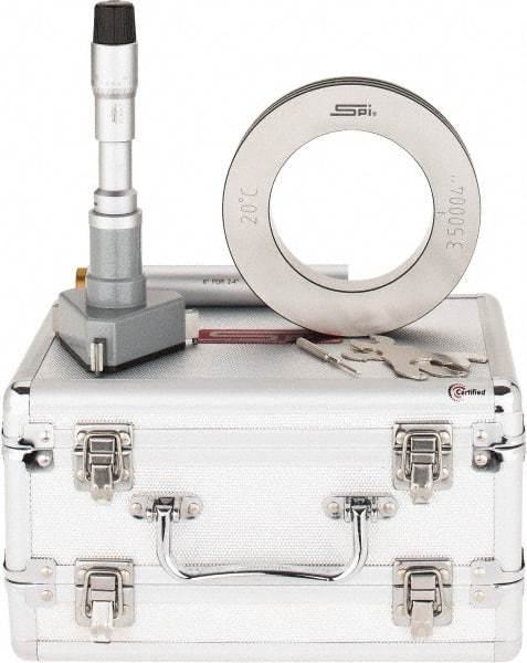 SPI - 3.5 to 4", 4.49" Gage Depth, Mechanical Inside Hole Micrometer - 0.0002" Graduation, 0.0002" Accuracy, Ratchet Stop Thimble - USA Tool & Supply