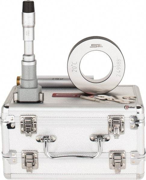 SPI - 2.5 to 3", 4.49" Gage Depth, Mechanical Inside Hole Micrometer - 0.0002" Graduation, 0.0002" Accuracy, Ratchet Stop Thimble - USA Tool & Supply
