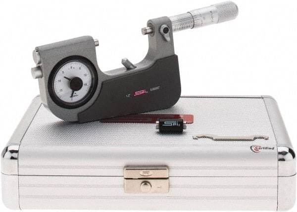 SPI - 1 to 2" Range, 0.00005" Graduation, Mechanical Indicating Micrometer - Accurate to 0.0002" Carbide Measuring Face - USA Tool & Supply