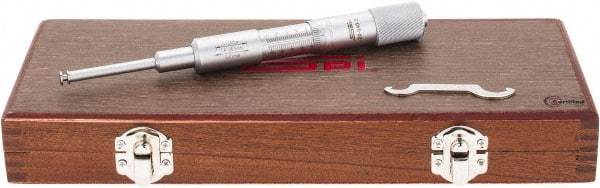 SPI - 1.6 to 26.5mm Inside Range, 0 to 25mm Outside Range, Mechanical Groove Micrometer - 0.01mm Graduation, 0.0100 Accuracy, 0.26" Measuring Disc Diam, 0.03" Disc Edge Thickness - USA Tool & Supply