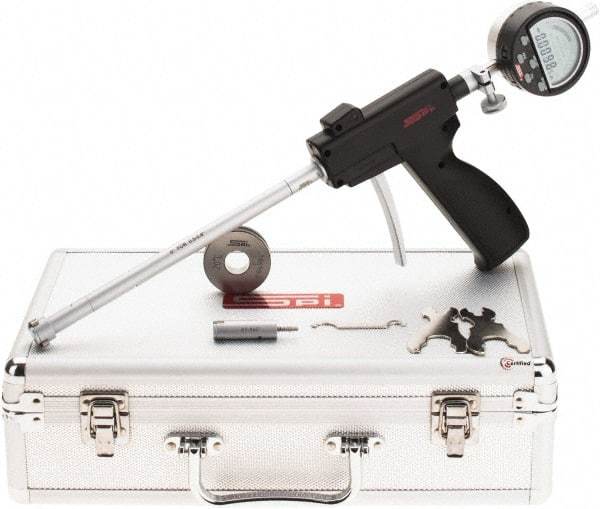SPI - 0.5 to 0.8", 2.6" Deep, Pistol Grip Electronic Bore Gage Set - Up to 0.00016" Accuracy, 0.0001" Resolution, Includes Indicator - USA Tool & Supply